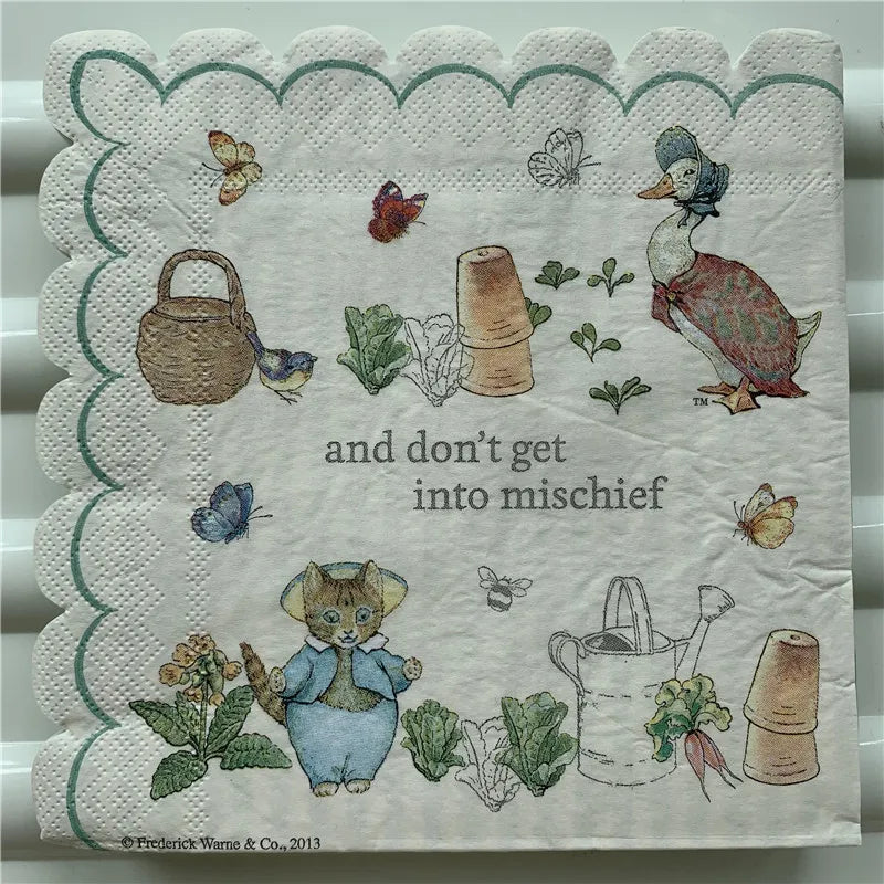 Decoupage paper napkins cute tissue vintage towel cartoon animal rabbit bunny kid birthday wedding party home beautiful decor 20
