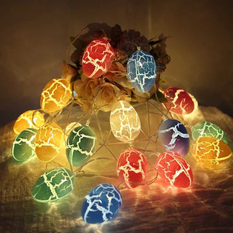 1.5m 10led Easter Colorful Crack Eggs Led Light String Egg Easter Parti Happy Easter Day Decor For Home 2024 Spring Festival Fav