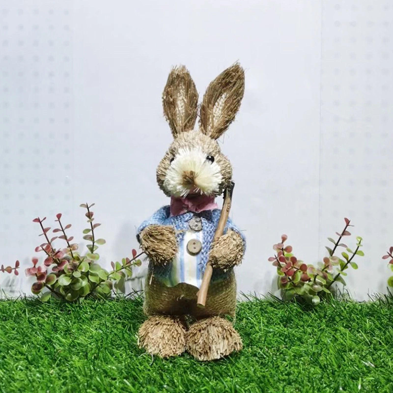 Artificial Small Rabbit Ornaments Easter Theme Party Decoration Supplies Cute Mini Rattan Weaving Bunny Home Festival Decoration
