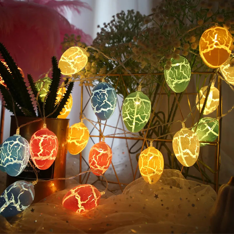 1.5m 10led Easter Colorful Crack Eggs Led Light String Egg Easter Parti Happy Easter Day Decor For Home 2024 Spring Festival Fav