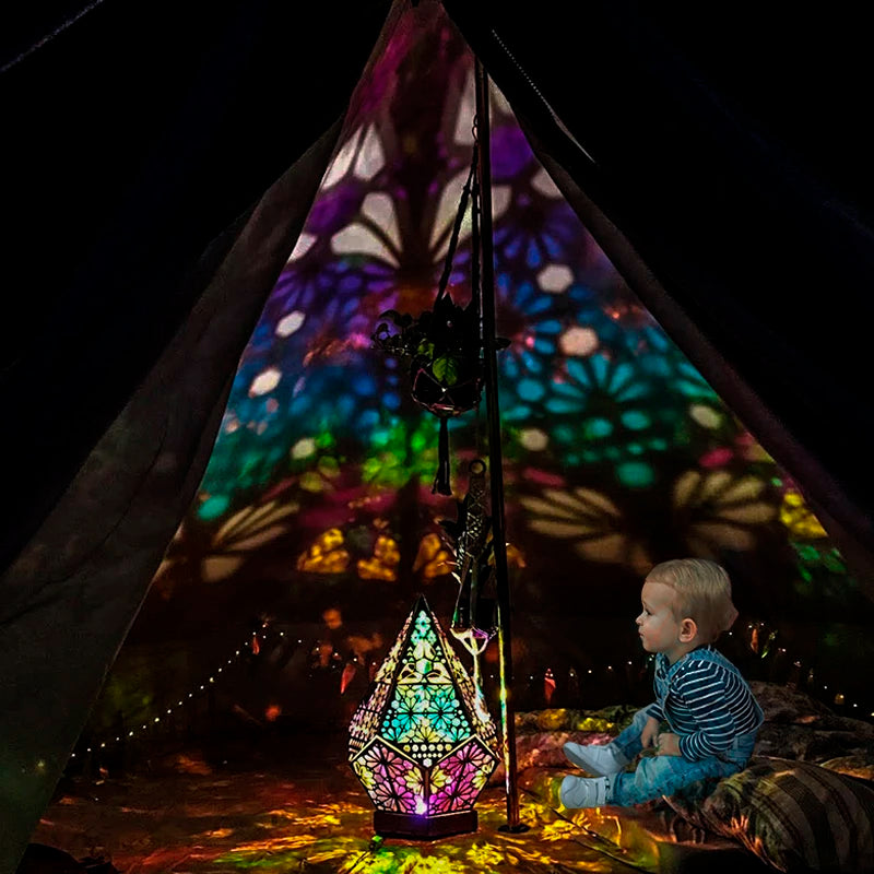 F5 Xmas Gift Hollow Novelty Light LED Projection Night Lamp Bohemian Colorful Projector Desk Lamp Home Decor Atmosphere Lighting