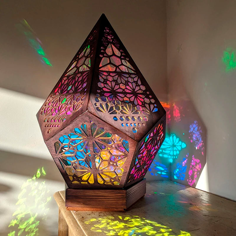 F5 Xmas Gift Hollow Novelty Light LED Projection Night Lamp Bohemian Colorful Projector Desk Lamp Home Decor Atmosphere Lighting