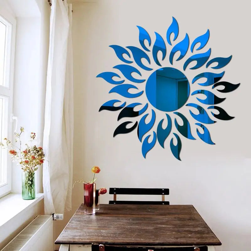 3d sun flower wall sticker mirror decorative- limlightdecor 