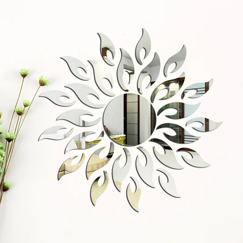 3d sun flower wall sticker mirror decorative- limlightdecor 