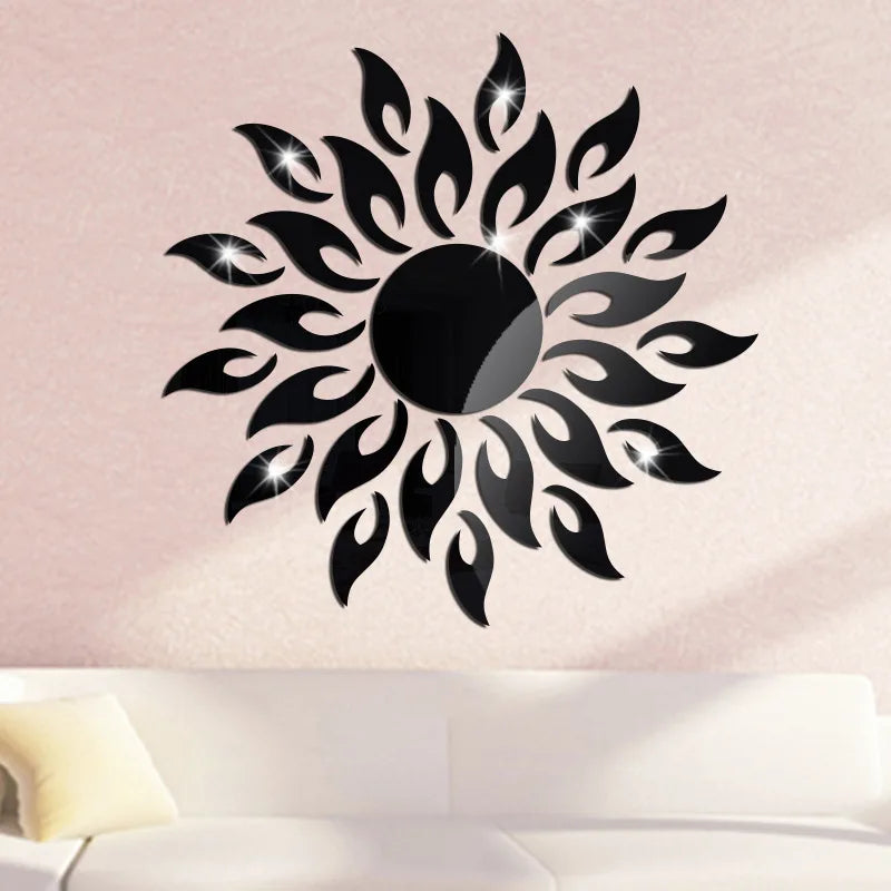 3d sun flower wall sticker mirror decorative- limlightdecor 