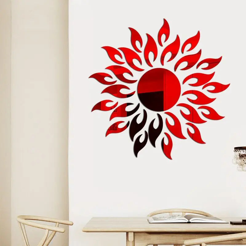 3d sun flower wall sticker mirror decorative- limlightdecor 