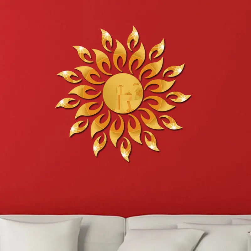 3d sun flower wall sticker mirror decorative- limlightdecor 