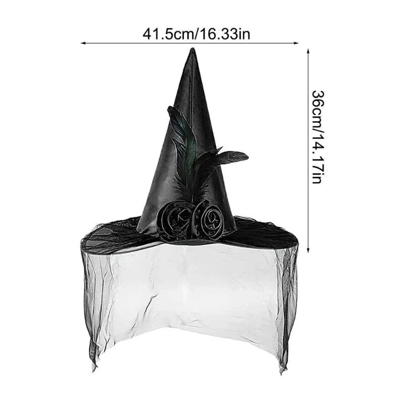 Black Feather Witch Hat-Limlightdecor