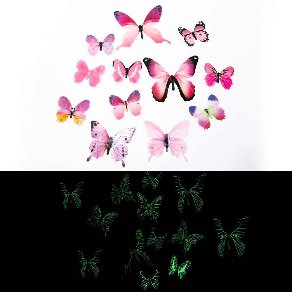 12-36pcs luminous butterfly 3d wall sticker dark wallpaper-limlightdecor 