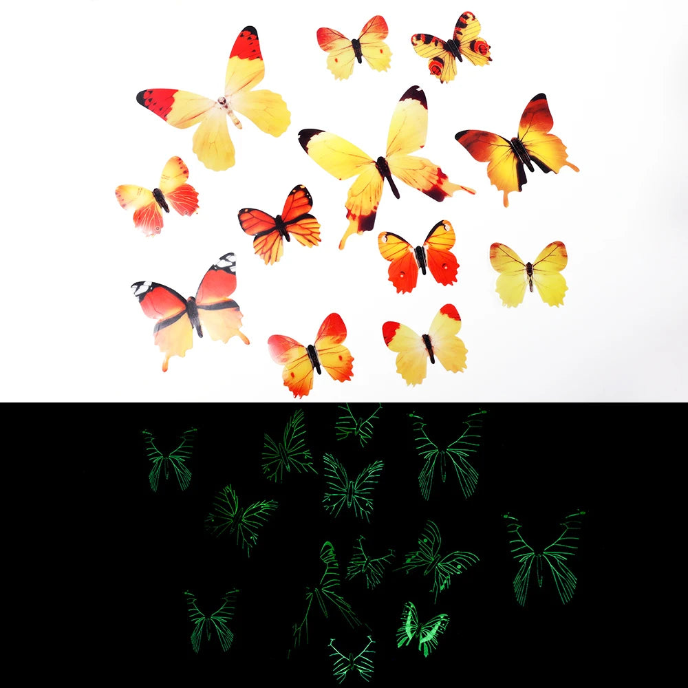 12-36pcs luminous butterfly 3d wall sticker dark wallpaper-limlightdecor 