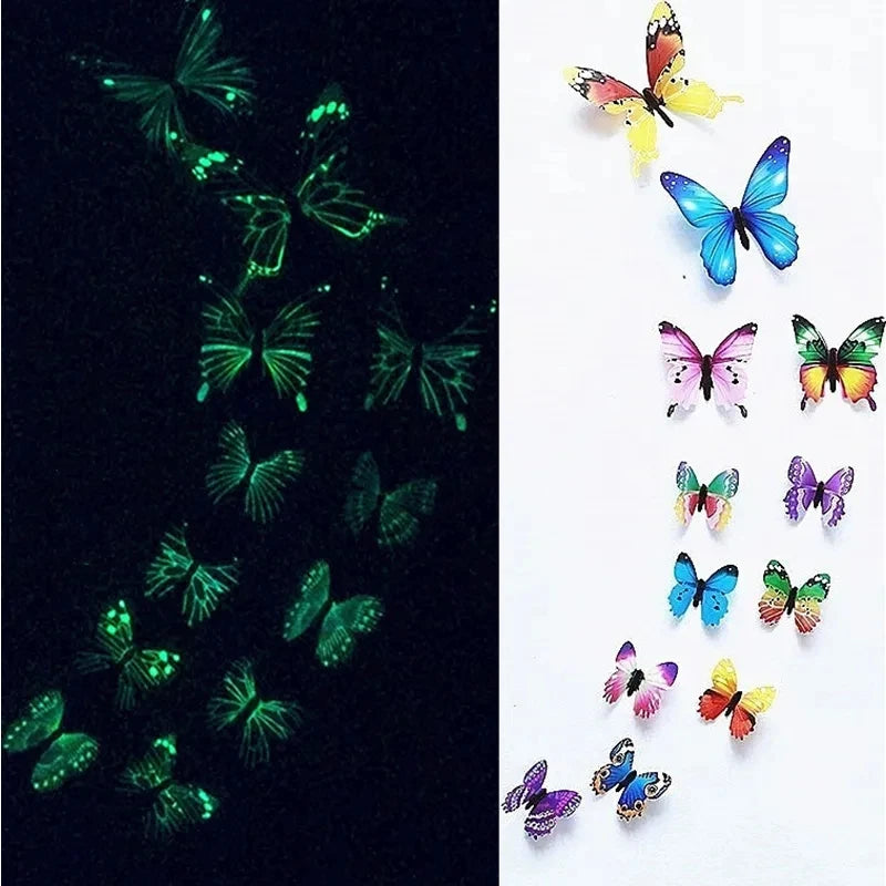 12-36pcs luminous butterfly 3d wall sticker dark wallpaper-limlightdecor 