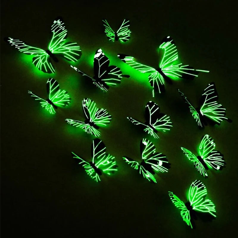 12-36pcs luminous butterfly 3d wall sticker dark wallpaper-limlightdecor 