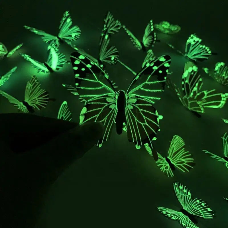 12-36pcs luminous butterfly 3d wall sticker dark wallpaper-limlightdecor 