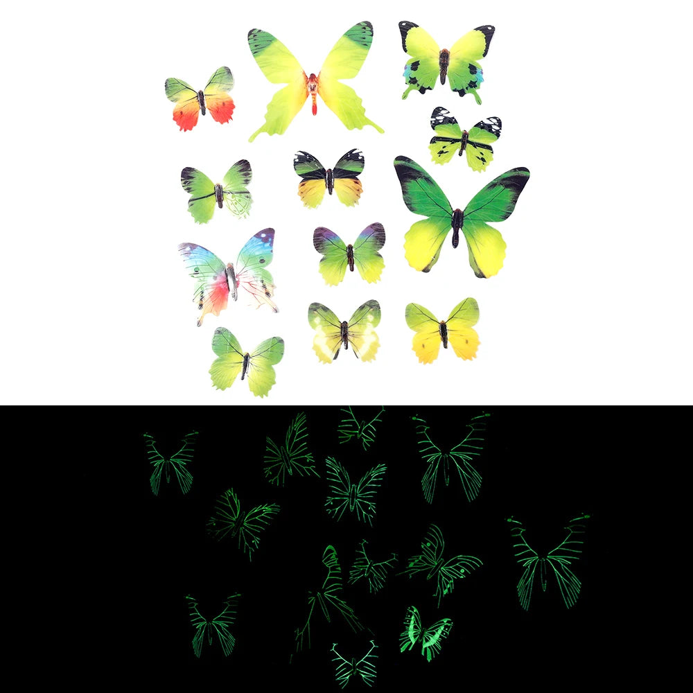 12-36pcs luminous butterfly 3d wall sticker dark wallpaper-limlightdecor 