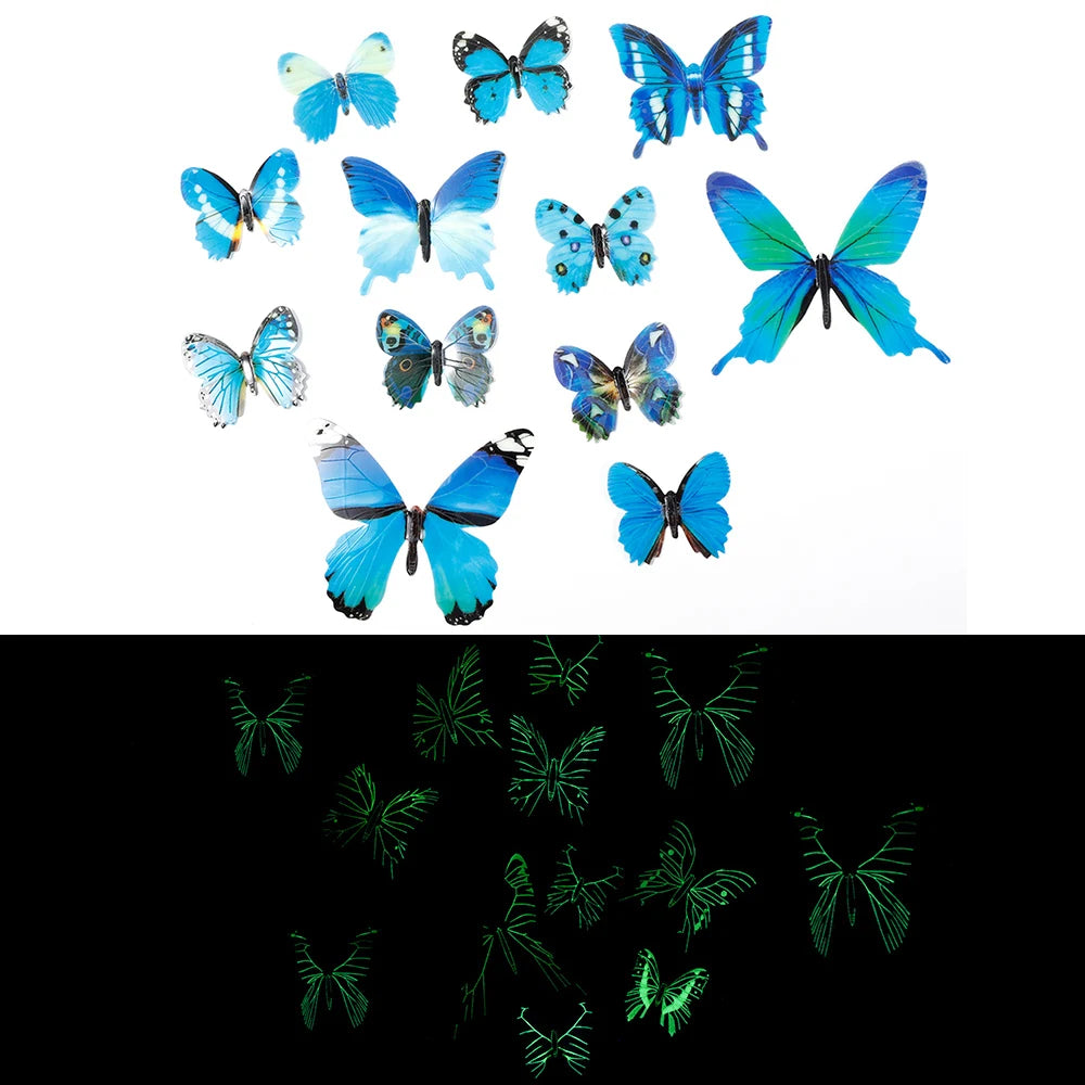 12-36pcs luminous butterfly 3d wall sticker dark wallpaper-limlightdecor 