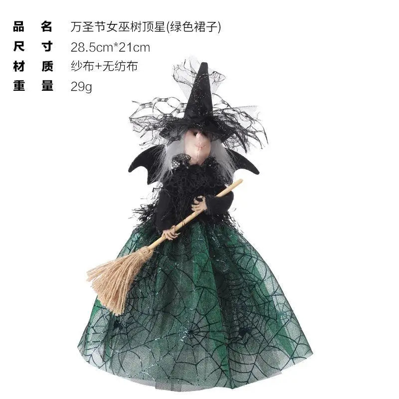 halloween witch tree topper decoration black decorations-limlightdecor