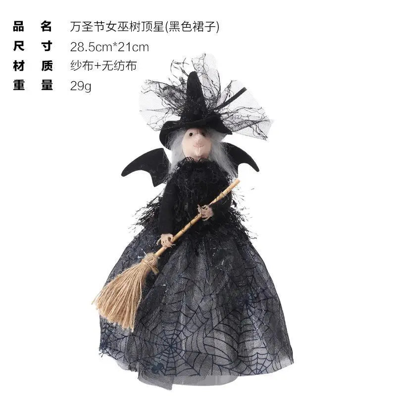 halloween witch tree topper decoration black decorations-limlightdecor