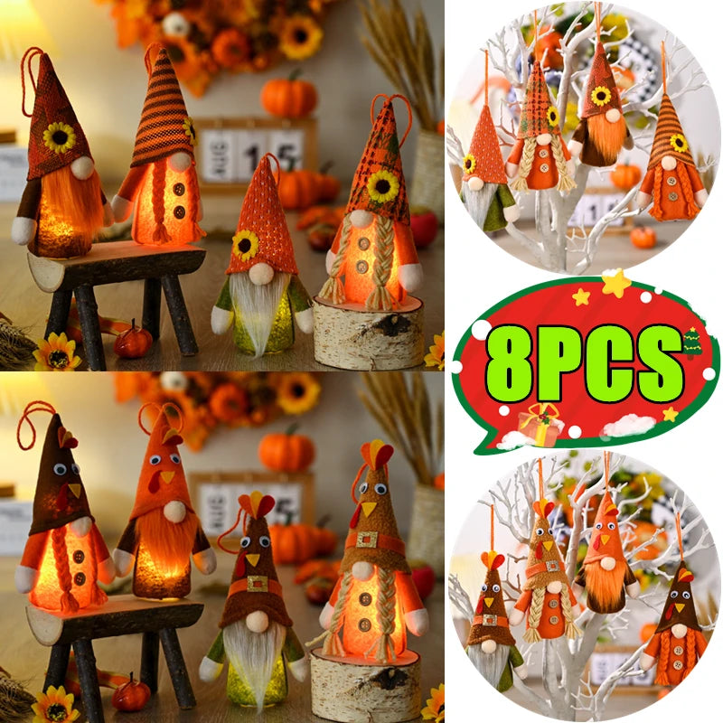 glowing autumn harvest gnome pendant with light thanksgiving day decor-limlightdecor