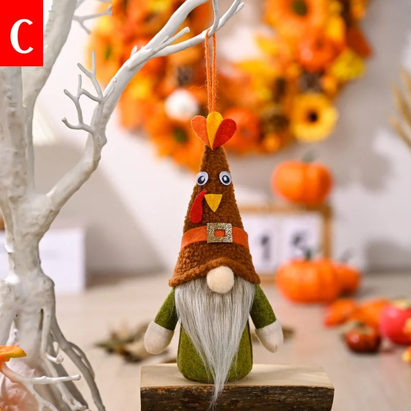 glowing autumn harvest gnome pendant with light thanksgiving day decor-limlightdecor