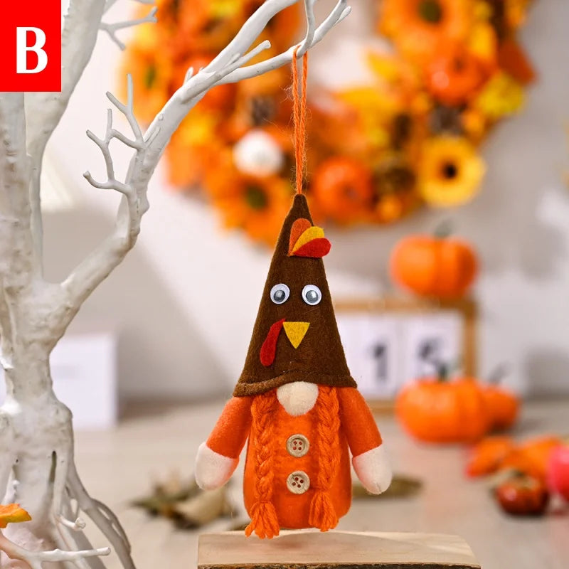 glowing autumn harvest gnome pendant with light thanksgiving day decor-limlightdecor