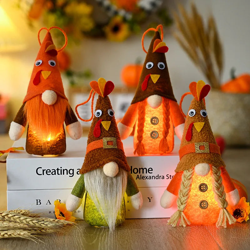 glowing autumn harvest gnome pendant with light thanksgiving day decor-limlightdecor