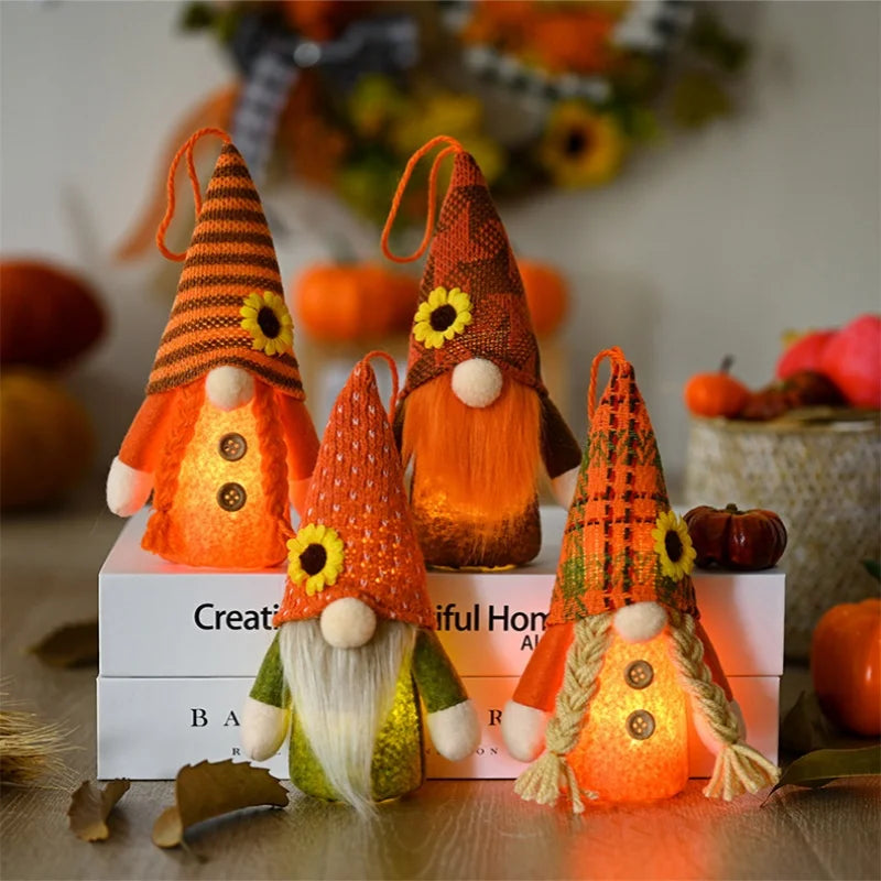 glowing autumn harvest gnome pendant with light thanksgiving day decor-limlightdecor