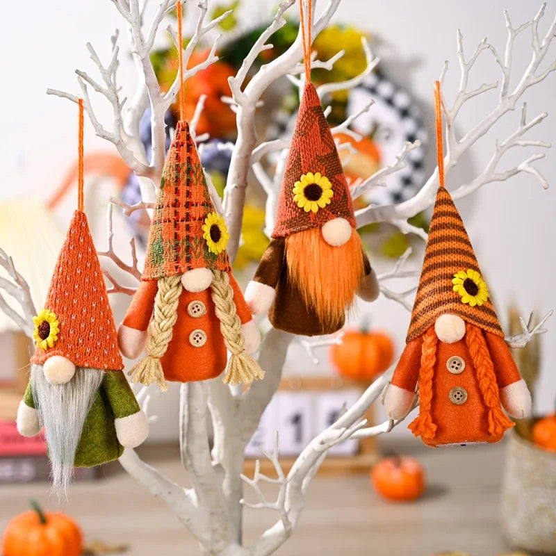 glowing autumn harvest gnome pendant with light thanksgiving day decor-limlightdecor