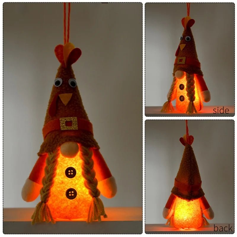 glowing autumn harvest gnome pendant with light thanksgiving day decor-limlightdecor