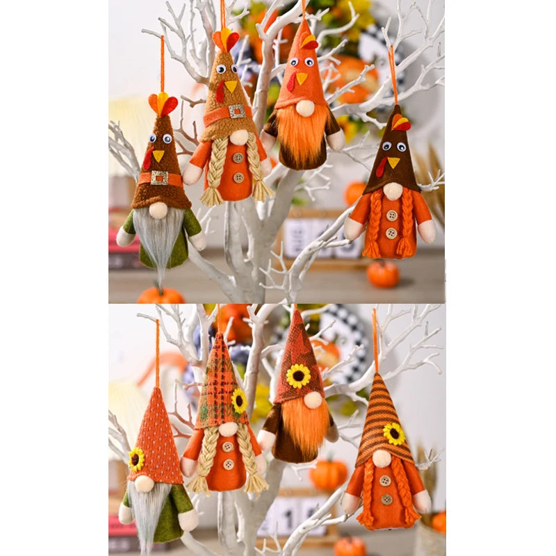 glowing autumn harvest gnome pendant with light thanksgiving day decor-limlightdecor