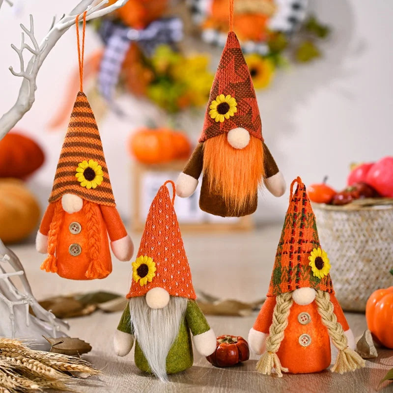 glowing autumn harvest gnome pendant with light thanksgiving day decor-limlightdecor