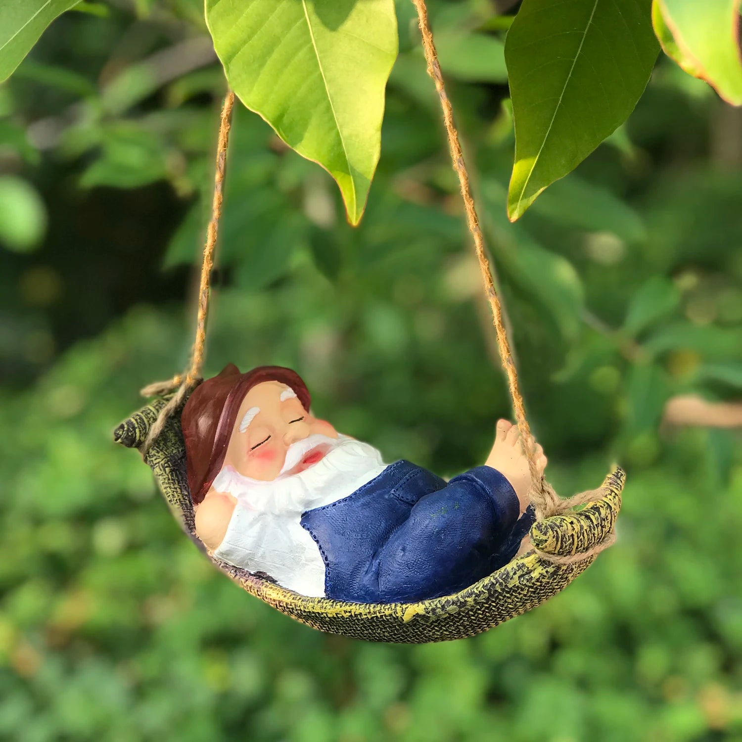 Creative Cute Swing Gnome Garden Decor Statue Resin Dwarfs Hang On Tree Decorative Pendant Indoor Outdoor Decor Ornament