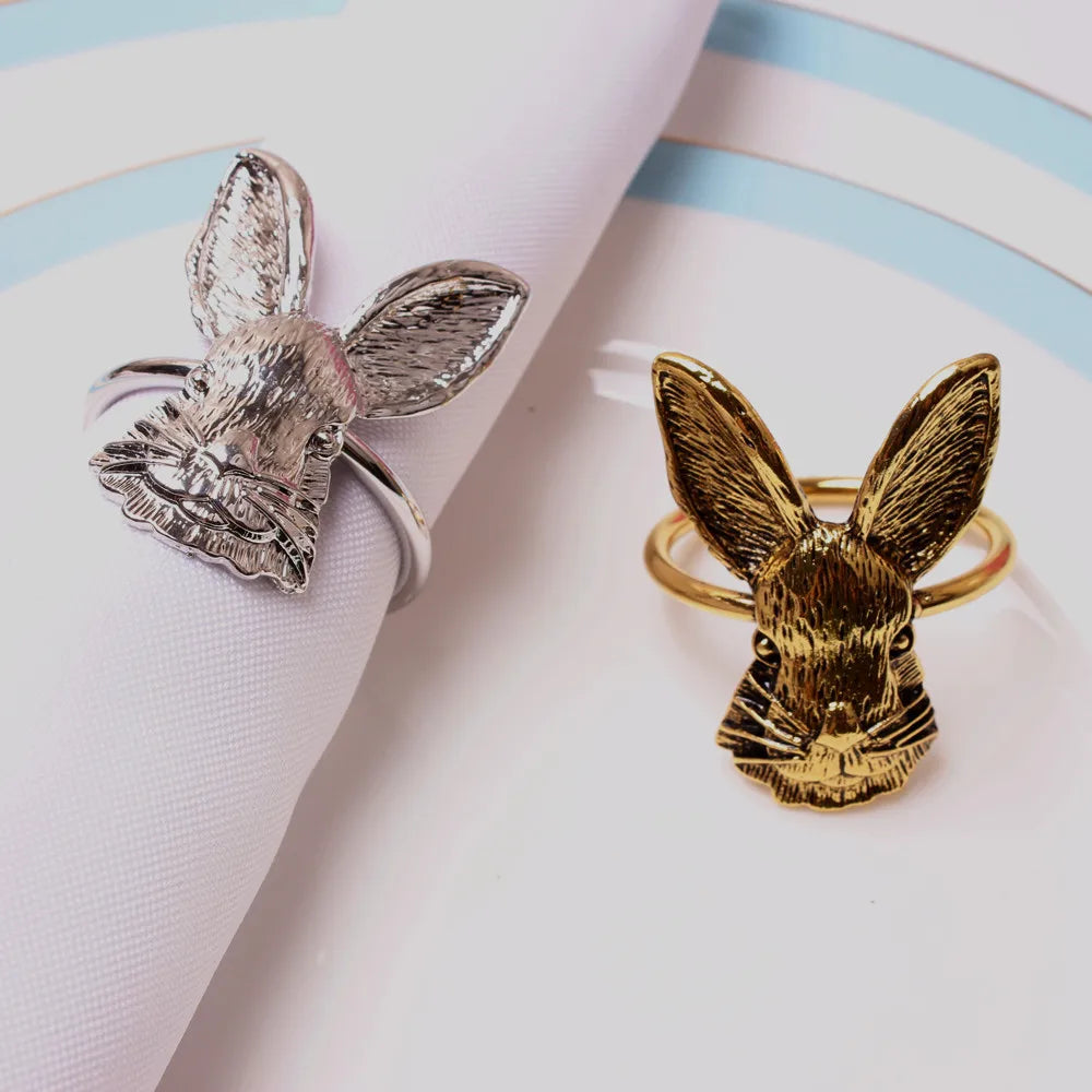 Bunny Ears Napkin Rings Metal Easter Rabbit Napkin Holder Home Table Decoration Napkin Buckle For Spring Easter Christmas Party