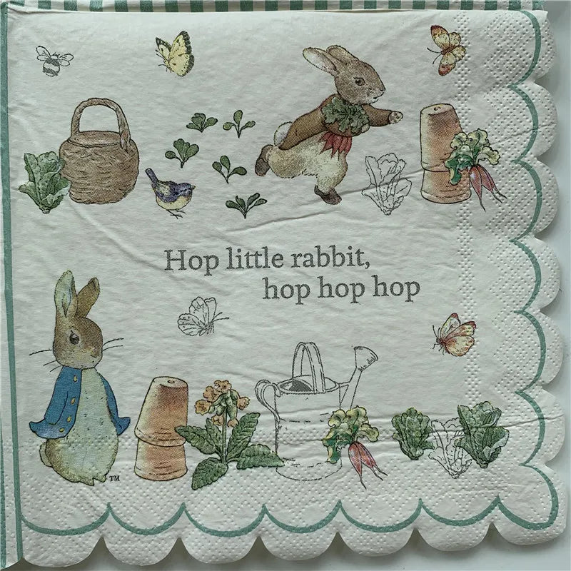 Decoupage paper napkins cute tissue vintage towel cartoon animal rabbit bunny kid birthday wedding party home beautiful decor 20