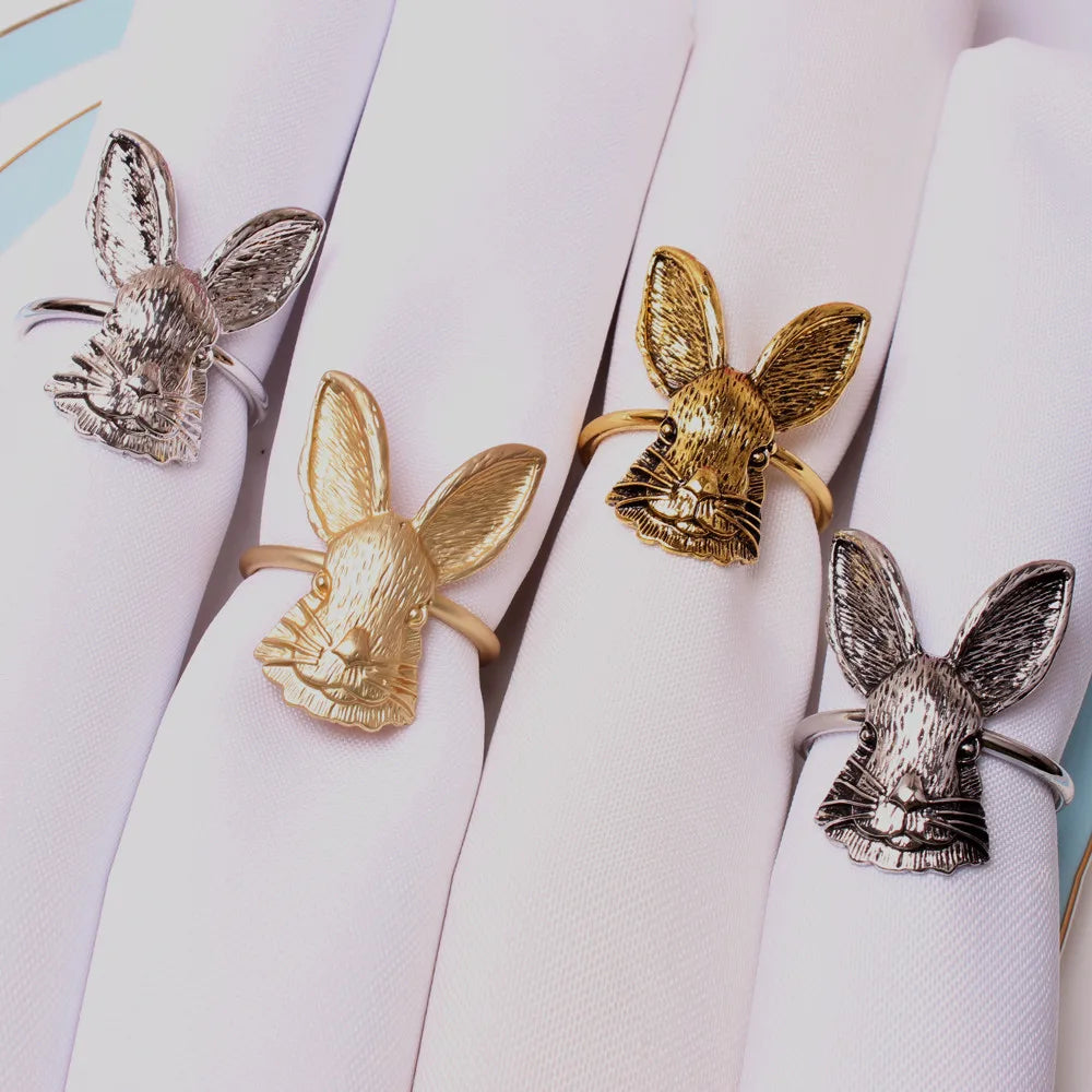 New Bunny Ears Napkin Rings Easter Rabbit Metal Serving Napkins Holder Home Table Art Decor And Accessor For Spring Xmas Rustic