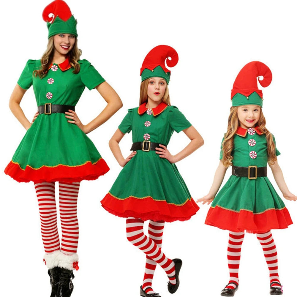 christmas santa claus costume green elf-limlight decor