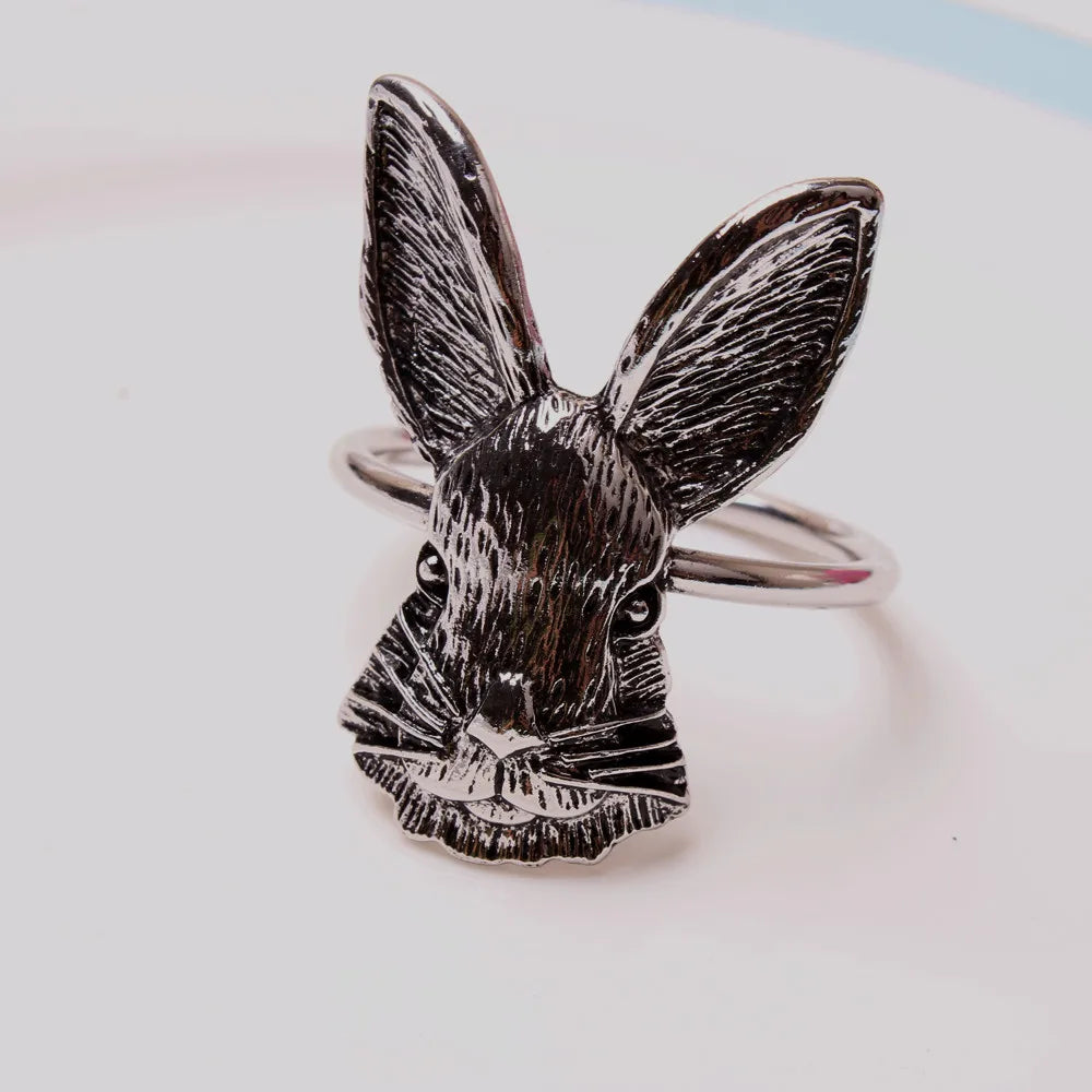 Bunny Ears Napkin Rings Metal Easter Rabbit Napkin Holder Home Table Decoration Napkin Buckle For Spring Easter Christmas Party