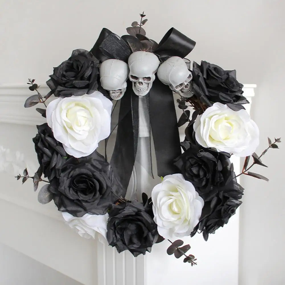 halloween rose skull wreath-limlightdecor