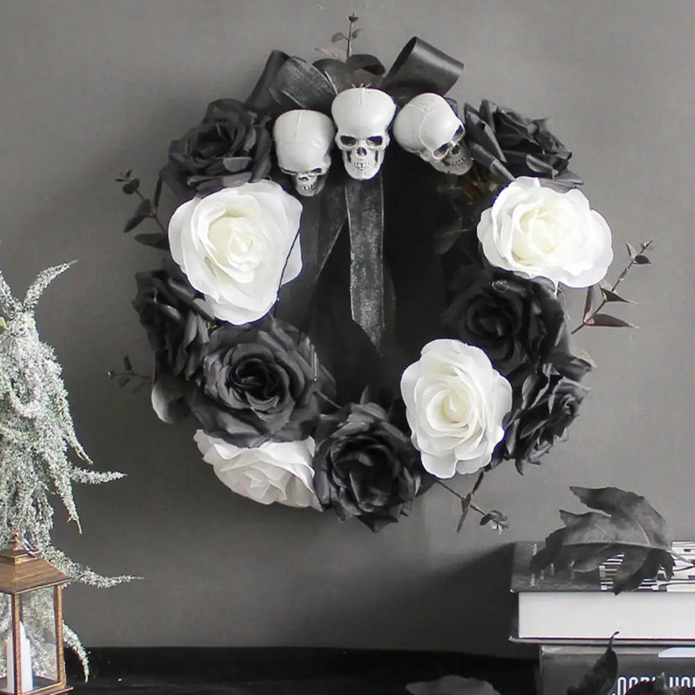 halloween rose skull wreath-limlightdecor