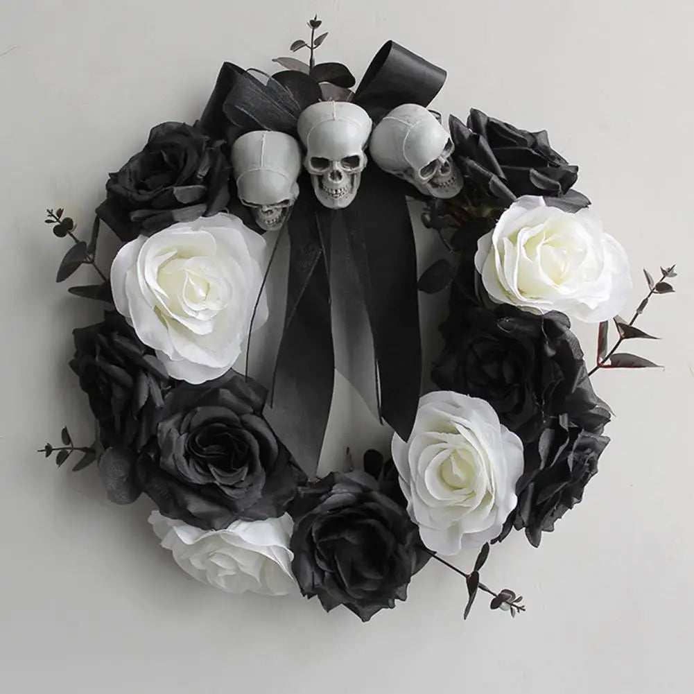 halloween rose skull wreath-limlightdecor