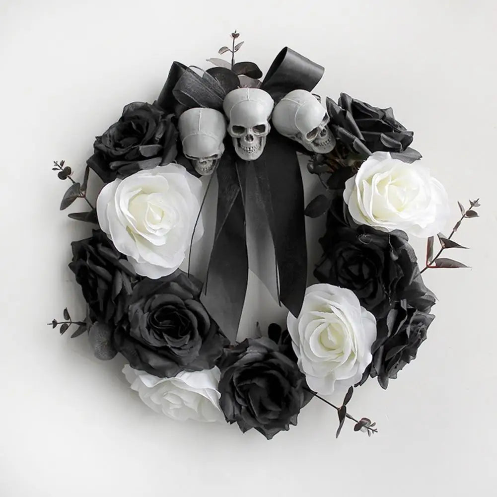 halloween rose skull wreath-limlightdecor