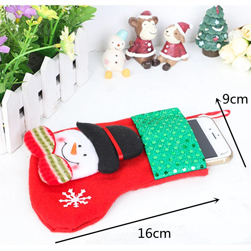 4Pcs Christmas Stockings Santa Claus Snowman Elk Bear Sequin Gift Bags Xmas Pendant New Year Gift Christmas Decorations For Home