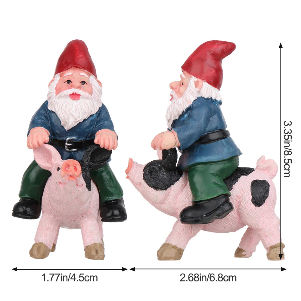 1Pc Fairy Garden Drunk Gnomes Miniature Ornaments Set Mini Dwarf Pig Statues for Planter Flowerpot Decor Accessories