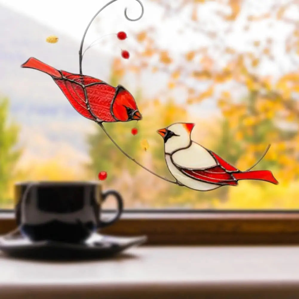 Stained Bird Glass Window Hangings Acrylic Wall Hanging Birds Room Bedroom Decor Wind Chimes Scandinavian Decor Mothers Day Gift