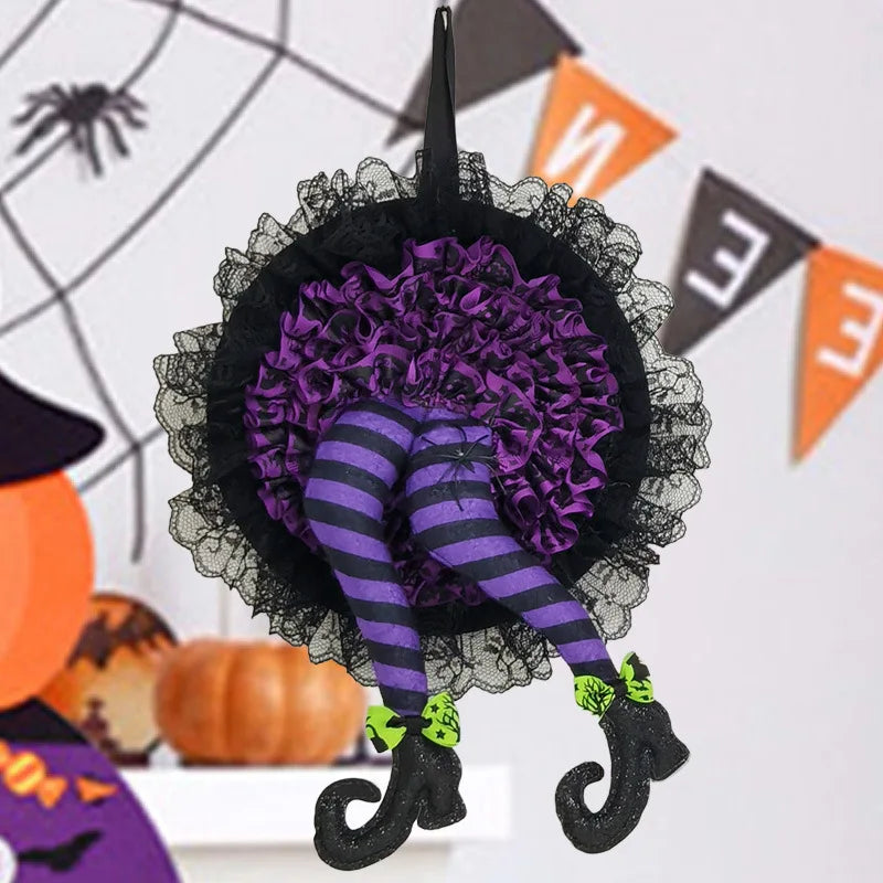 happy halloween funny leg wreath with ruffle lace skirt wall decoration- limlightdecor