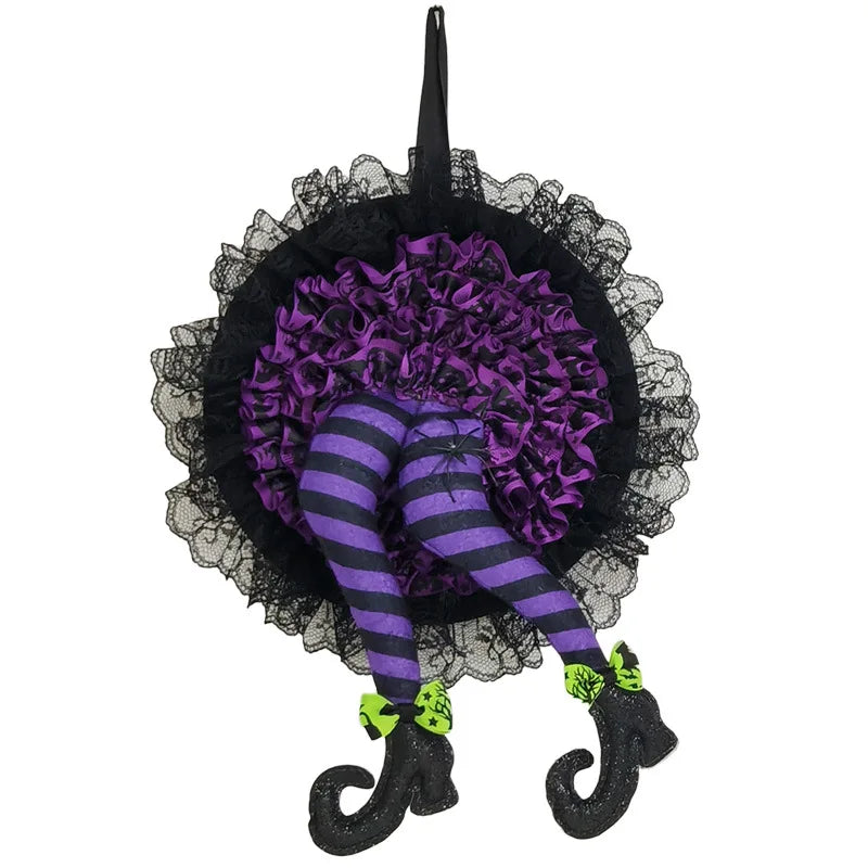 happy halloween funny leg wreath with ruffle lace skirt wall decoration- limlightdecor