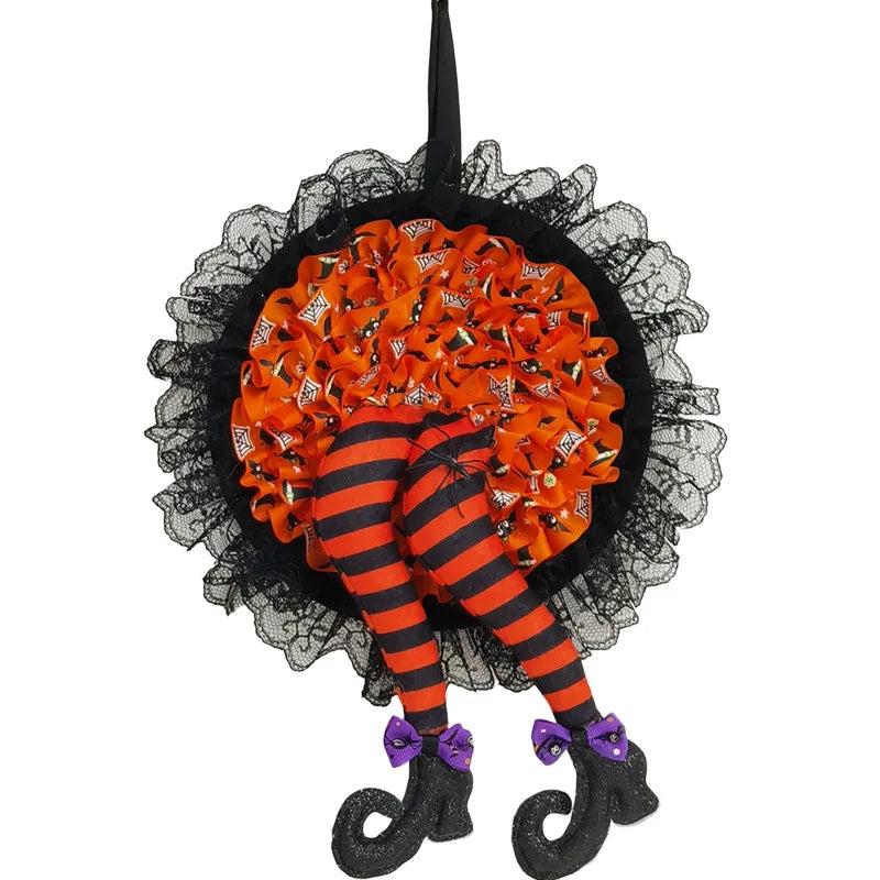 happy halloween funny leg wreath with ruffle lace skirt wall decoration- limlightdecor