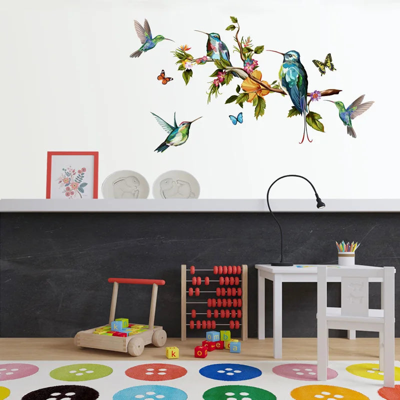 multicolor butterflies birds flying wall stickers decoration wallpaper-limlightdecor 