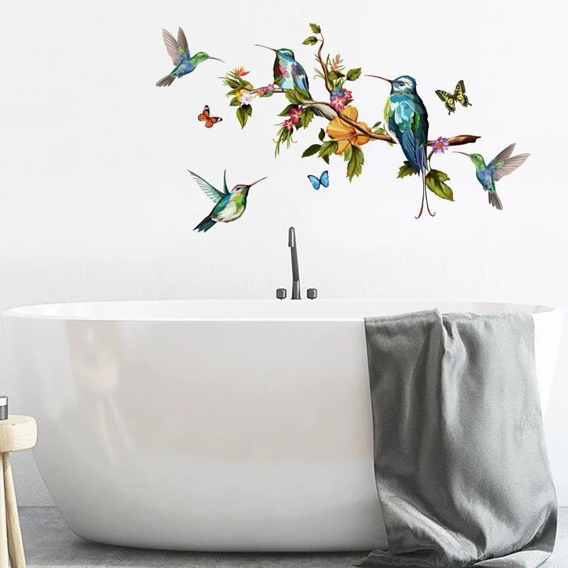 multicolor butterflies birds flying wall stickers decoration wallpaper-limlightdecor 
