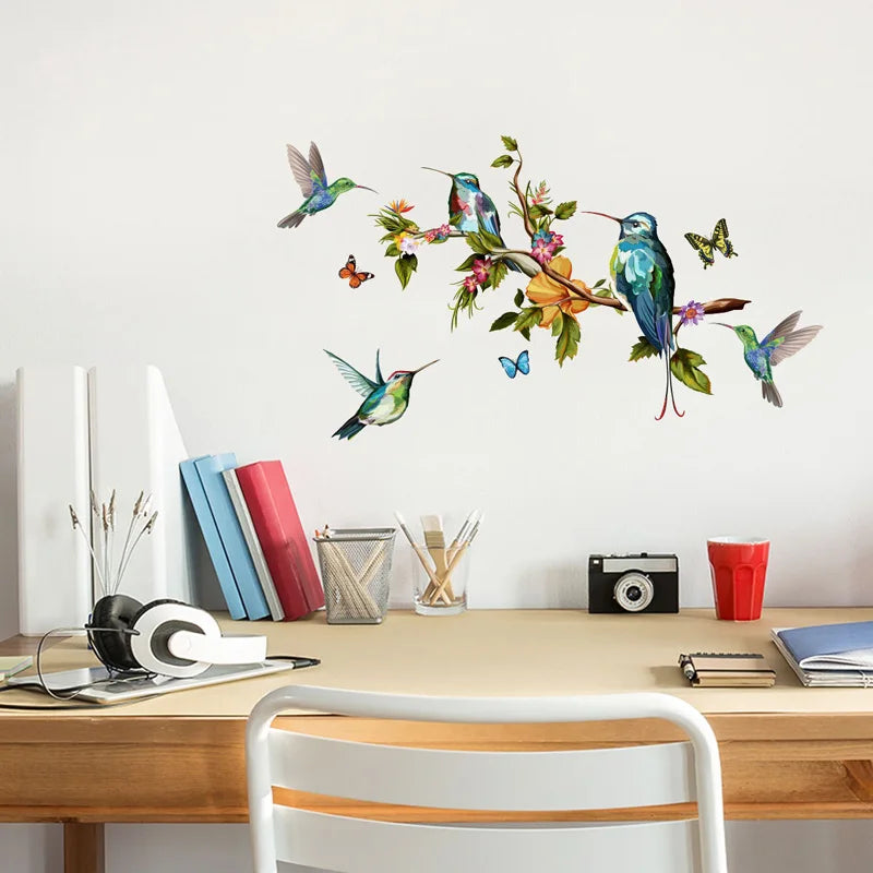 multicolor butterflies birds flying wall stickers decoration wallpaper-limlightdecor  