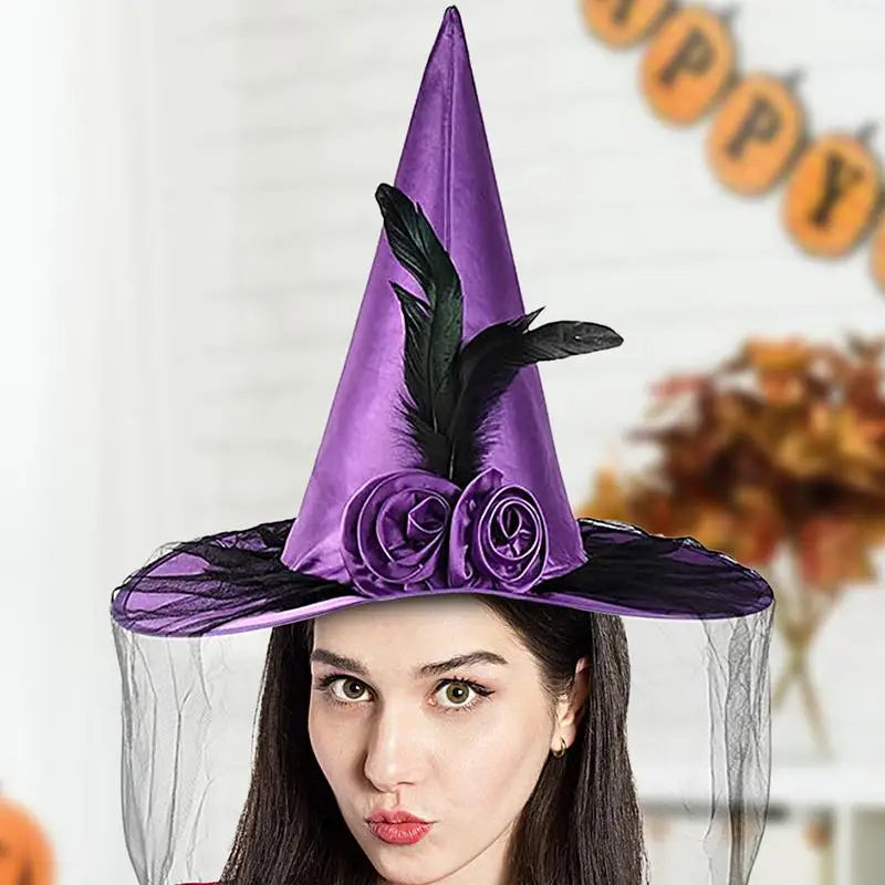 Black Feather Witch Hat-Limlightdecor